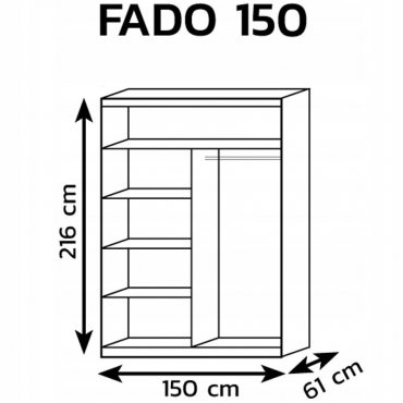 Wnętrze szafy Fado 150